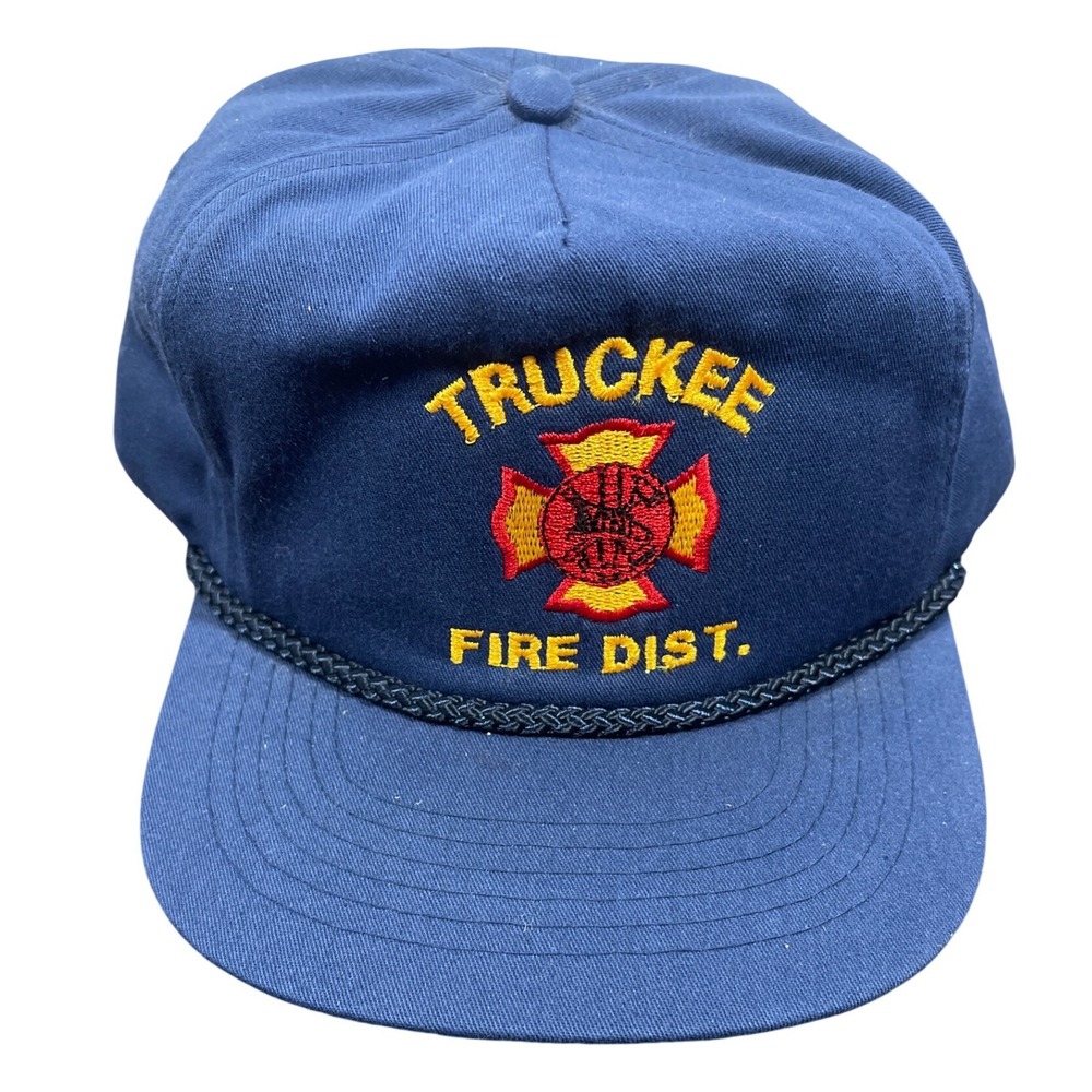 Vintage San Sun Truckee Fire Dist Hat Navy Blue Rope Snapback Cap California